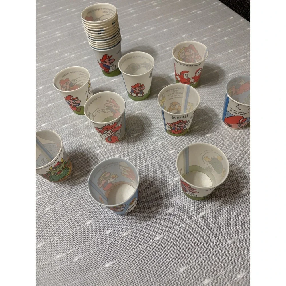 RARE 22 Vintage Super Mario Nintendo 1989 Retro Dixie Cups Bowser USA made
